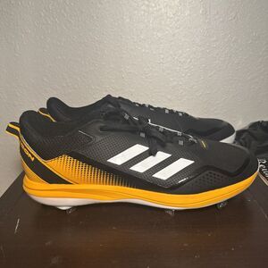 Adidas Icon 7 Black Yellow Baseball Metal Cleats Men's Size 13.5 S23856